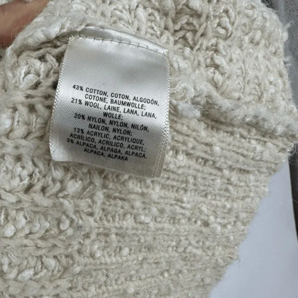 Anthropologie Moth Womens M Boucle Knit Oversized Sweater Cream Wool Boho - Picture 5 of 9